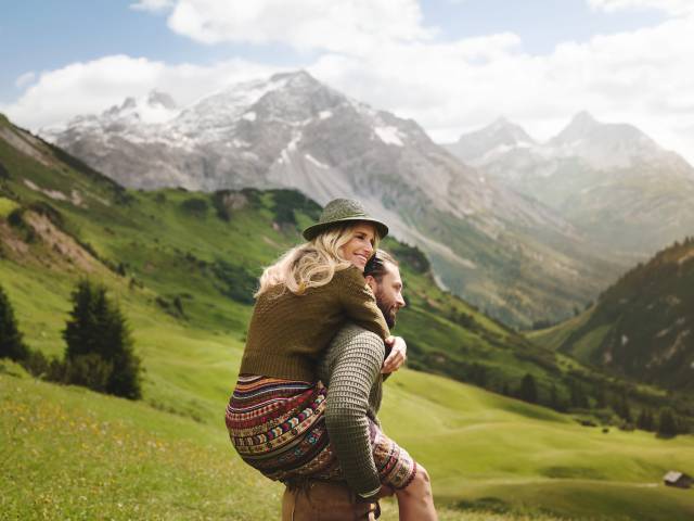 Breathtaking mountain panorama while hiking in Lech am Arlberg